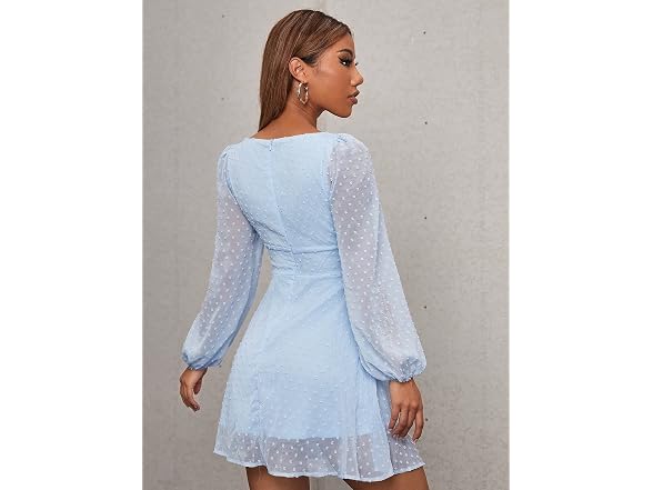Wdirara Women (S) Polka Dots Mesh Square Dress