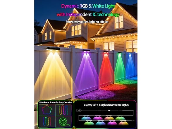 8 Pack RGB Outdoor Fence Lights