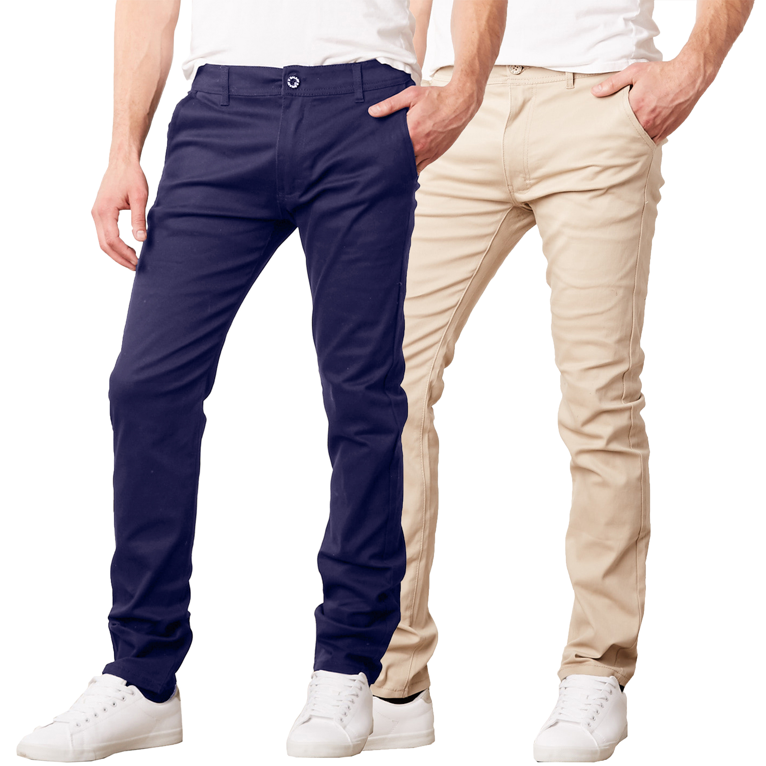 1Pk Or 2Pk Mens Flat Front Chino Pants - Gallery 16