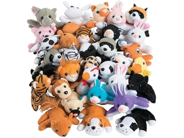 Mini Bean Bag Animal Stuffed Toys Assortment - 4" (Pack of 50)