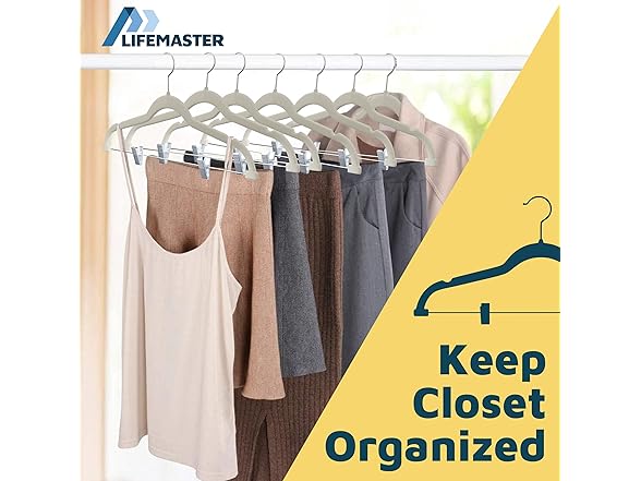 Lifemaster Velvet Skirt Hangers – Pack of 20, Ivory