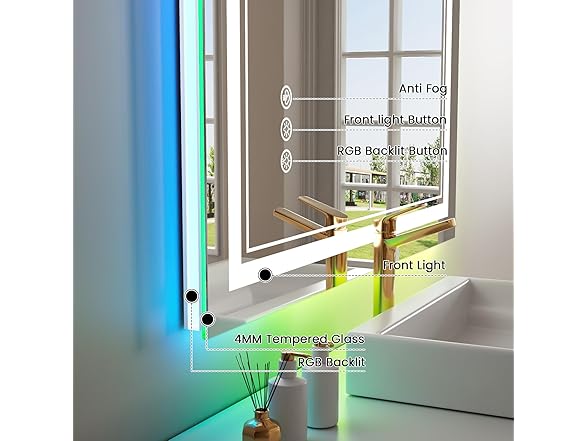 LED Bathroom Mirror with RGB Lights