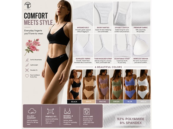 6-Pk Talmont Seamless Bra & Panty