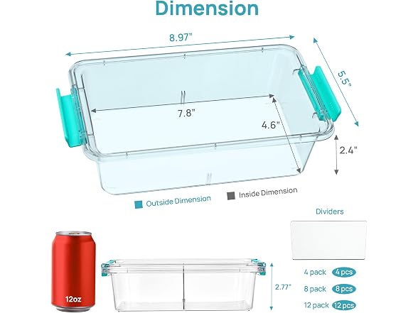 Vtopmart 8 Pack Clear Pencil Box