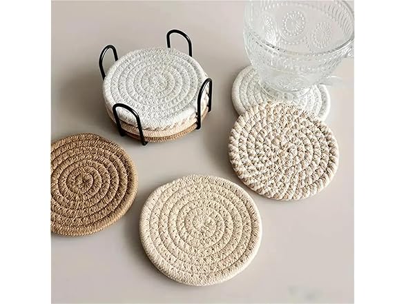 Cotton Woven 8-Piece Coasters Set