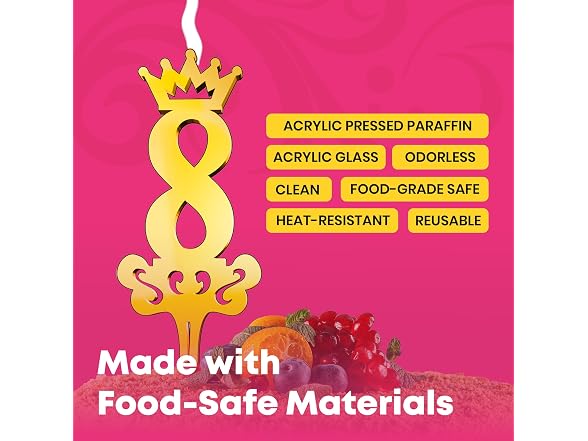 Food Safe Cake Topper Gold Glitter Number 8