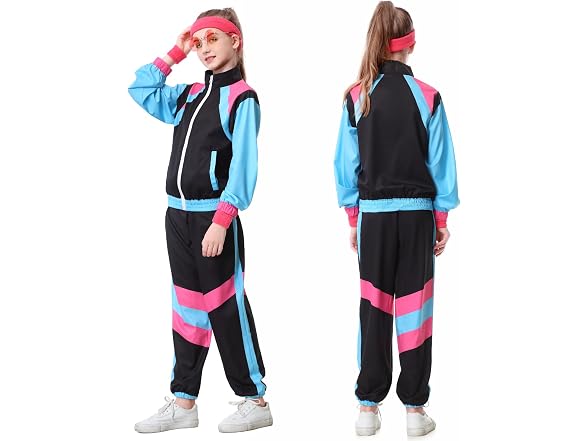 TIMSOPHIA Black 80S Tracksuit for Kids