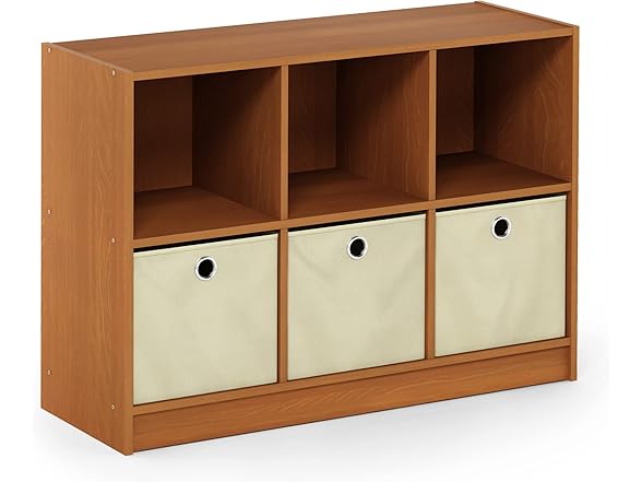 Furinno Basic 3x2 Bookcase Storage w/Bins
