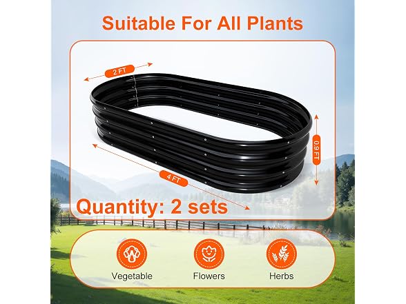 Rakukiri Raised Garden Bed 4FT Planter