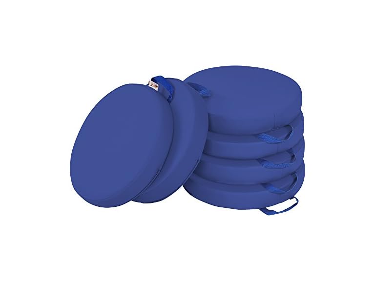 ECR4Kids SoftZone Floor Cushions, Round, Flexible Seating, Blue, 6-Piece
