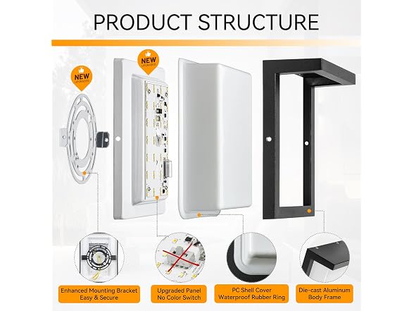 Tesjaso Modern Outdoor Wall Lights 3CCT