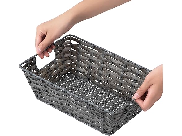 Sukkiri Homu Trapezoid Storage Basket with Handle, Set of 2  Grey