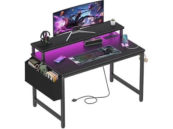 Lufeiya 32in Desk w/Outlets LED Lights