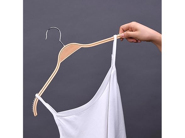  Sleek Wooden Hangers with Non-Slip Rubber Grips,30-Pack