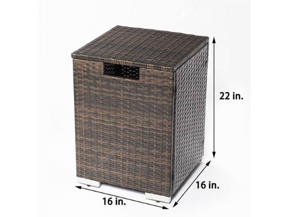 16" Brown Wicker Propane Tank Cover Table