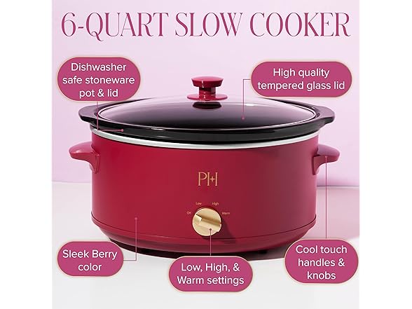 Paris Hilton 6-Quart Manual Slow Cooker