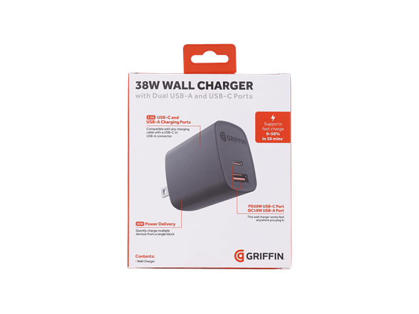 38W Dual USB Foldable Wall Charger
