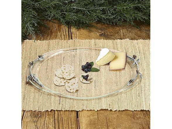 Fitz and Floyd Nature's Greeting Glass Serve Decorative Tray