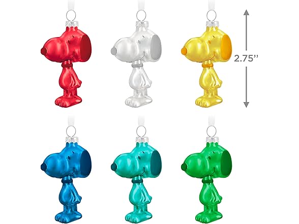 Hallmark Peanuts Snoopy Ornament 6Pk
