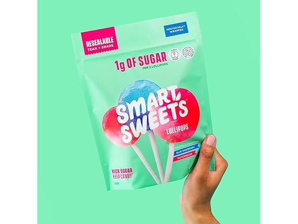Smart Sweets, Blue Raspberry Watermelon Lollipops