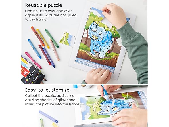 Arteza Kids Safari Puzzle Coloring Kit