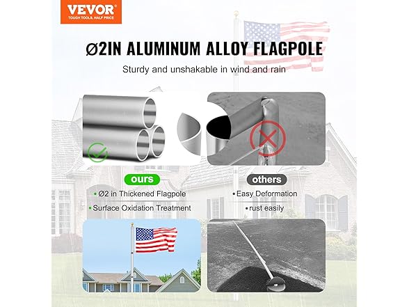 VEVOR 20FT Telescoping Flag pole Kit