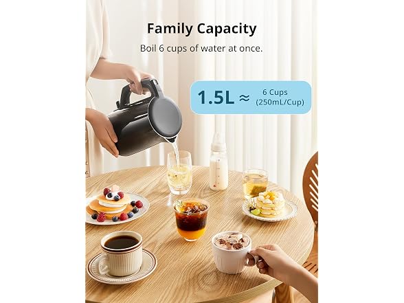 COMFEE' Stainless Steel Electric Kettle 1.5L, Black