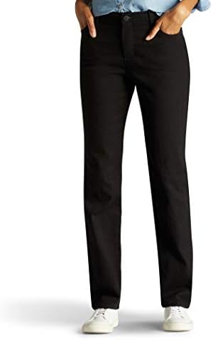 Lee Women's Missy Instantly Slims Classic Relaxed Fit Monroe Straight Leg Jean, Black, 8