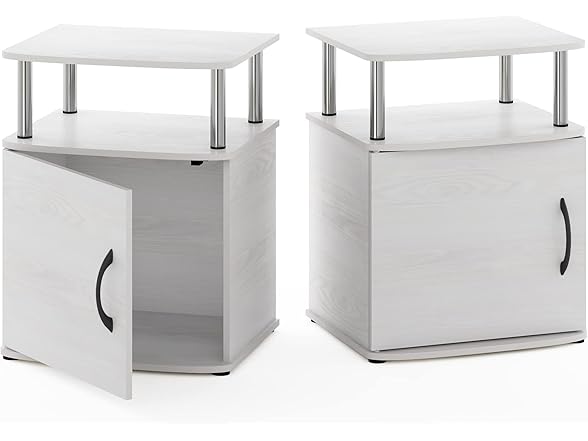 Furinno Jaya End Side Sofa Table/Nightstand with Door, 2PK