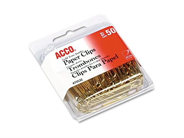 ACCO Brands Paper Clips, Metal Wire, Jumbo, 1 3/4,