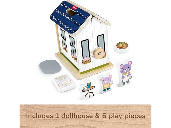 Fisher-Price Wood Pretend Play Toy Dollhouse
