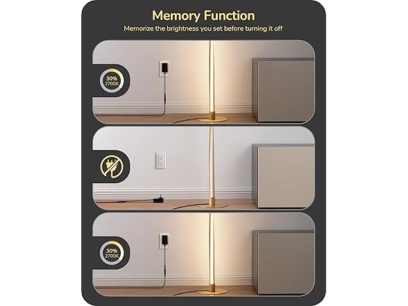 Gold LED Floor Lamp w/Remote