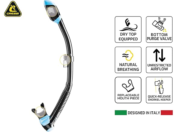 Cressi Adult Diving Dry Snorkel Splash Guard