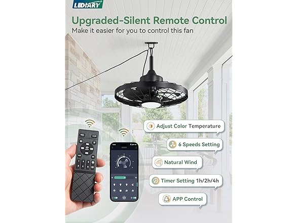LEDIARY Outdoor Ceiling Fans with Light