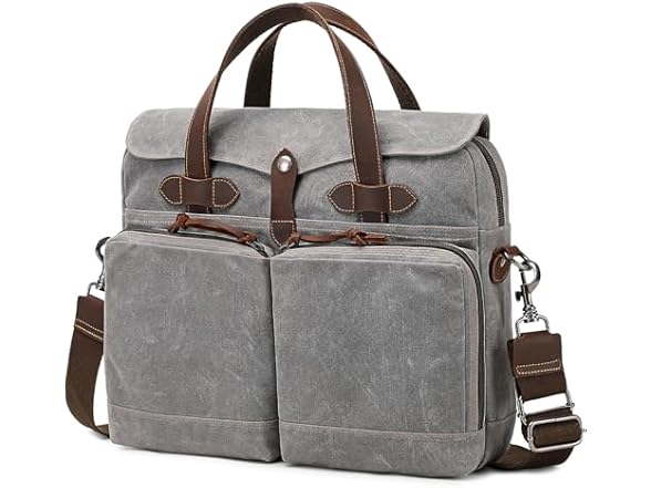 BOVIP 15.6" Canvas Messenger Bag, Gray