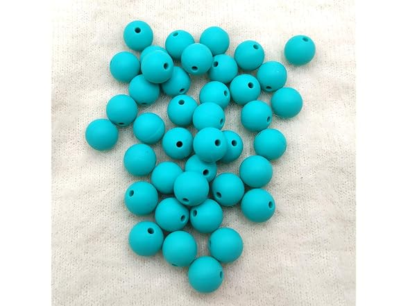 50pcs Turquoise Color Round Silicone Beads 15mm