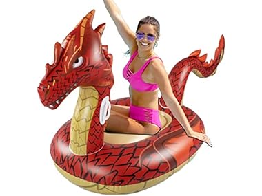 $14.99, Was $49.99, 70% Off! Monsoon [Dragon] Inflatable Pool Float Red dealfomo