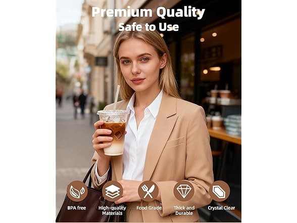 100 Pack Plastic Cups with Lids and Straws