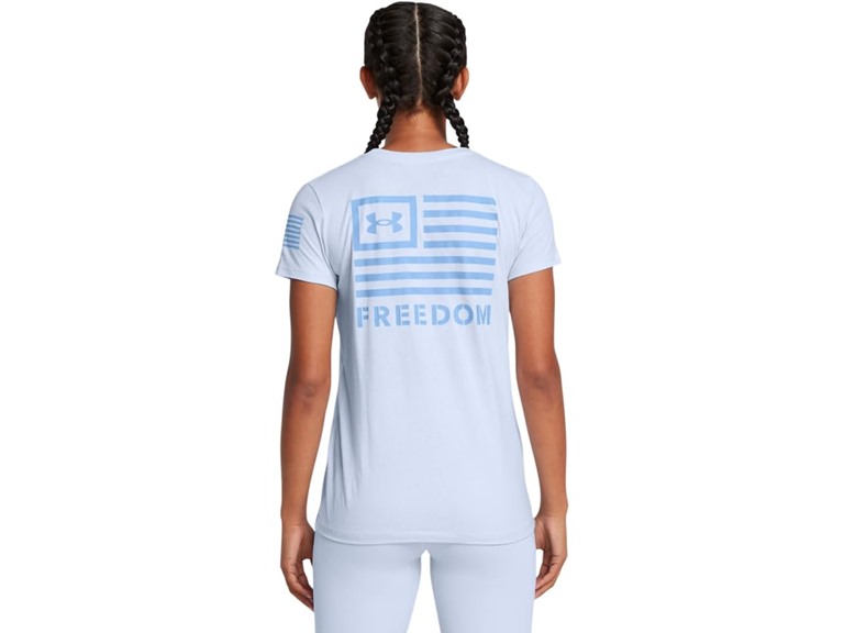Small UA Women's Freedom Banner T-Shirt Nimbus Blue/ Ho