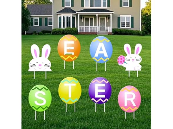 ALISSAR Large Easter Bunny Egg Signs