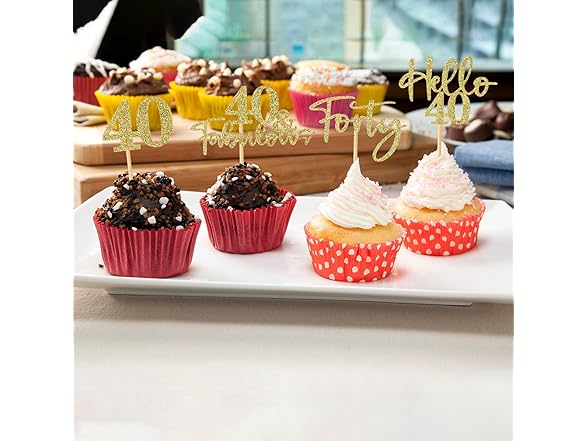 Hengmerry 48Pcs 40th Birthday Cupcake 