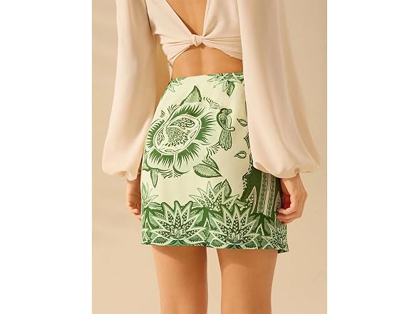 Talakeno Dark Green Floral Wrap Skirt M