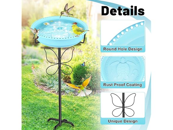YOADEHOA Bird Bath & Feeder Garden