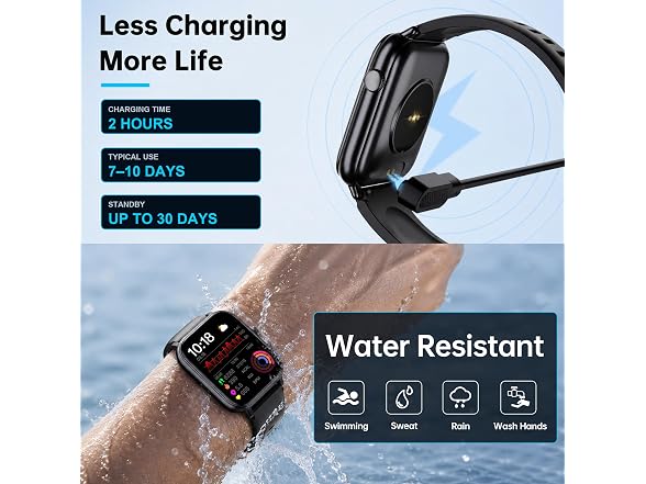 OUKITEL Black 1.83" HD Touch Screen Smart Watch