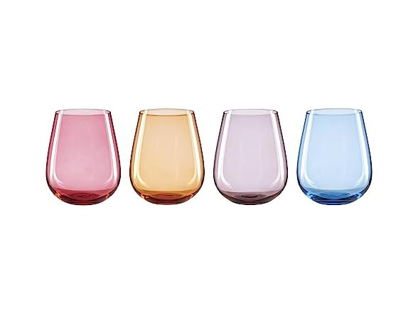 Oneida True Colors Stemless Wine Glasses, Set Of 4