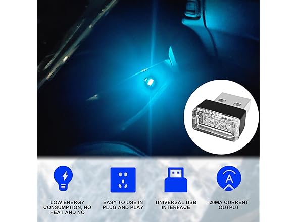 7 Pieces USB LED Car Interior Atmosphere Lamp
