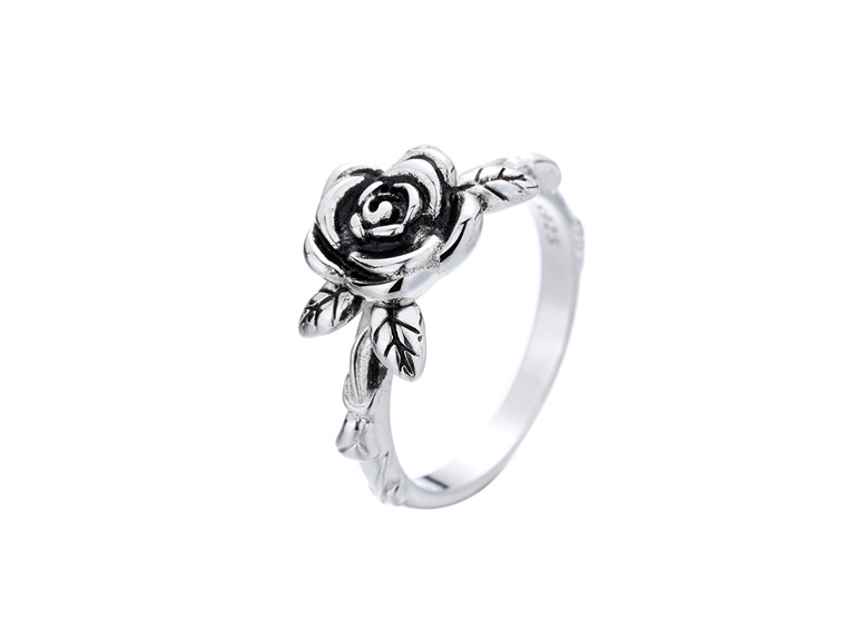 AAA IGT-DAAS-DRS6074-6 6 925 Sterling Silver Oxidized Rose Ring