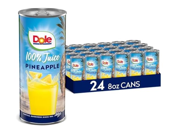 24PK Dole 100% Pineapple Juice, No Added Sugar