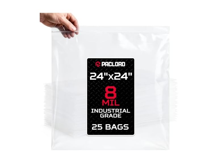 24" x 24" Heavy-Duty Extra Large Zip Plastic Bags, 25 Count