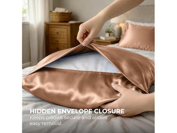 Pure Bedding Satin Pillowcase, 2 Pack